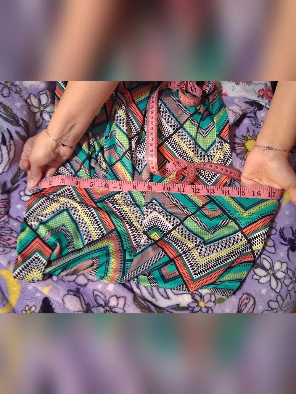 Patterned Wide-Leg Palazzo Trousers in Teal, Coral & Yellow - Picture 4 of 6